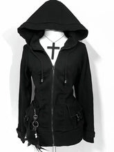 Black Trend Casual Hoodie Retro Gothic Sweatshirts Hip Hop Punk Style Multifunctional High Street Cardigan