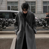 Trench Coat Korean Overcoat Male Long Windbreaker Streetwear Trench Outerwear Black/Gray/Coffee