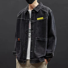 Loose Casual Denim Jacket Trendy Splicing Workwear Individuality