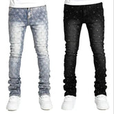 denim personality straight leg pants European
