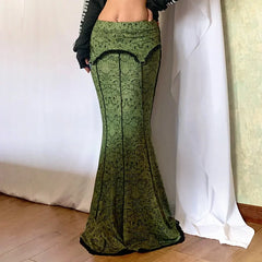 Rural girl style lace color contrast bag buttock fishtail dress cross-border retro low-rise slim-fit skirt
