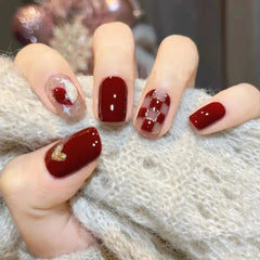 24PC Stereoscopic Vision False Nails Artificial Colors Fake Nails with Glue Full Cover Nail Tips Press on Nails Manicure Tools
