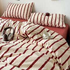 Striped Printed Microfiber Duvet Cover Set Bedding Set, Breathable Lightweight Soft, Fade-Resistant Hypoallergenic Washable