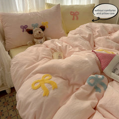 3 Piece Sheet Set Chut bowknot embroidery duvet cover Set
