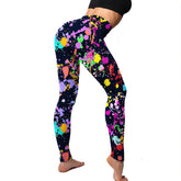 2Pack Stretchy Colorful Printing Leggings Elastic Tight Cropped Pants