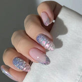 Fish Scale Glitter Powder Long Pointed Fake Nail Shell Pearl Cat Eye Starfish Ripple False Nails Art Charm Press on Nails