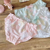 Super-beautiful sunflower lingerie embroidery three-color thin cup college students teenage girls bra Set