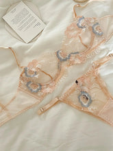 Transparent bras lace niche sexy hollowed out with steel ring top