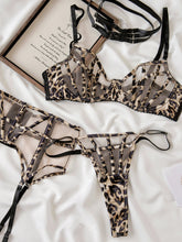 Wild leopard print lingerie with breifs suit women large size push up Underwear
