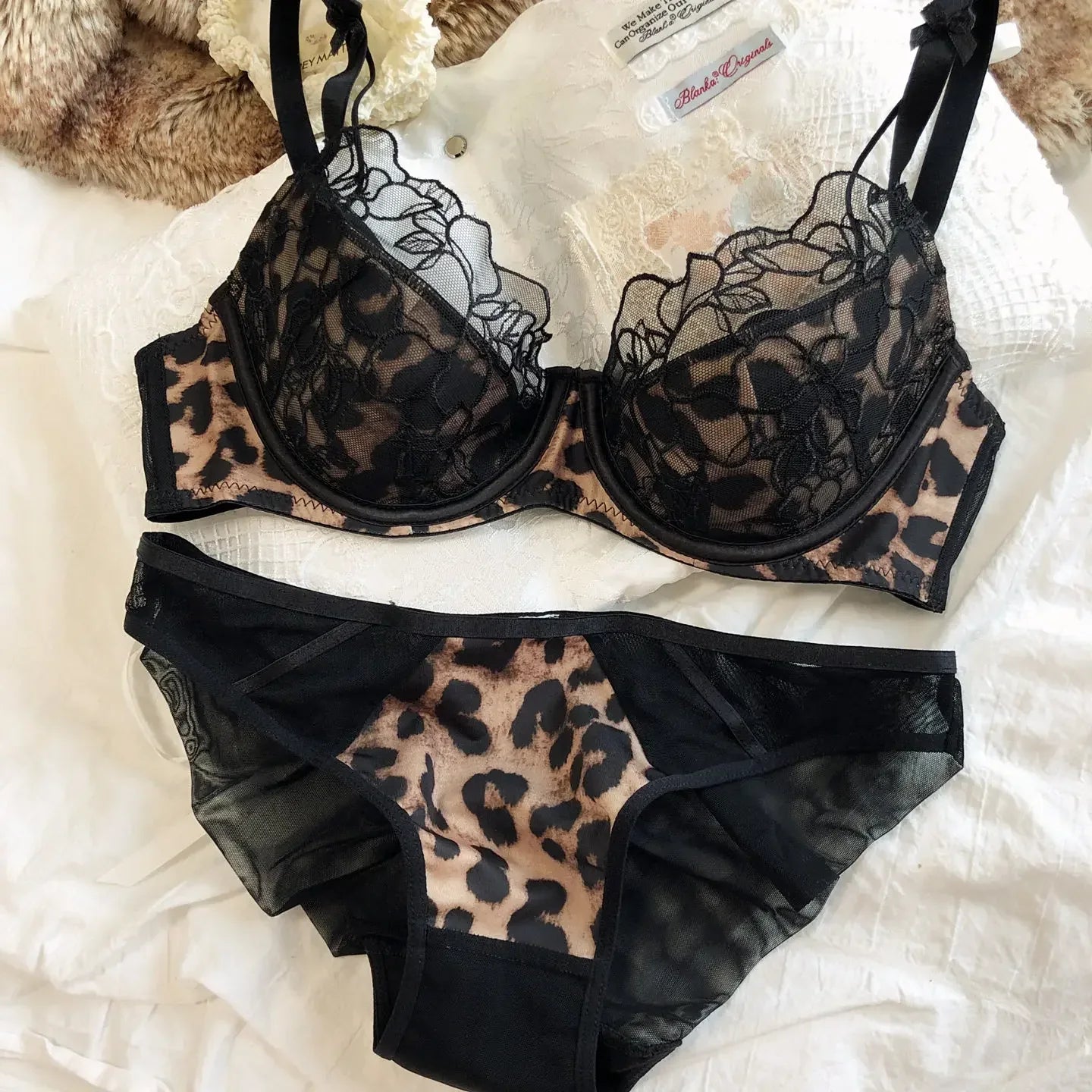 2 Pcs Sexy Leopard Print Women Lingerie Set