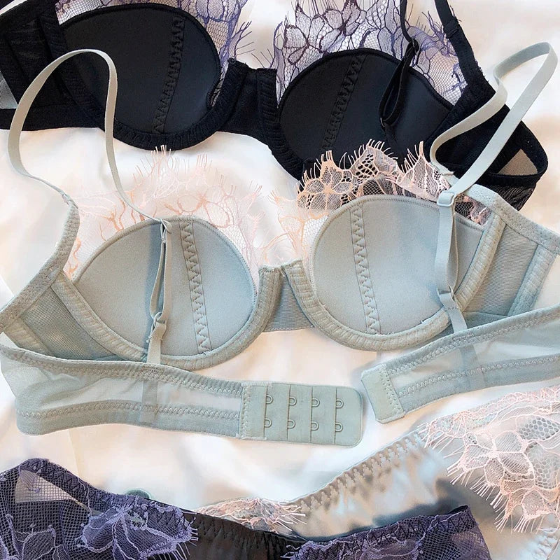 2 Pieces French Eyelashes Lace Underwear
