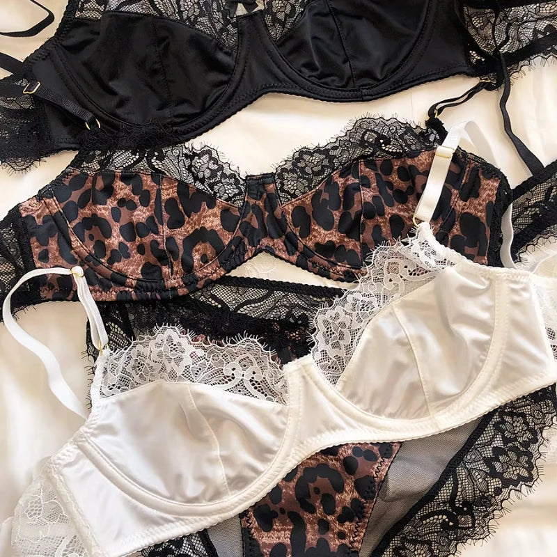 2 Pieces French Leopard Print Bra Underwear