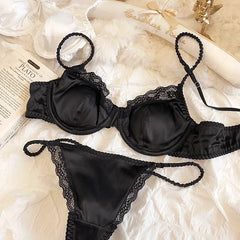 2 Pieces French Sexy Lace Ultra Thin Bra Set