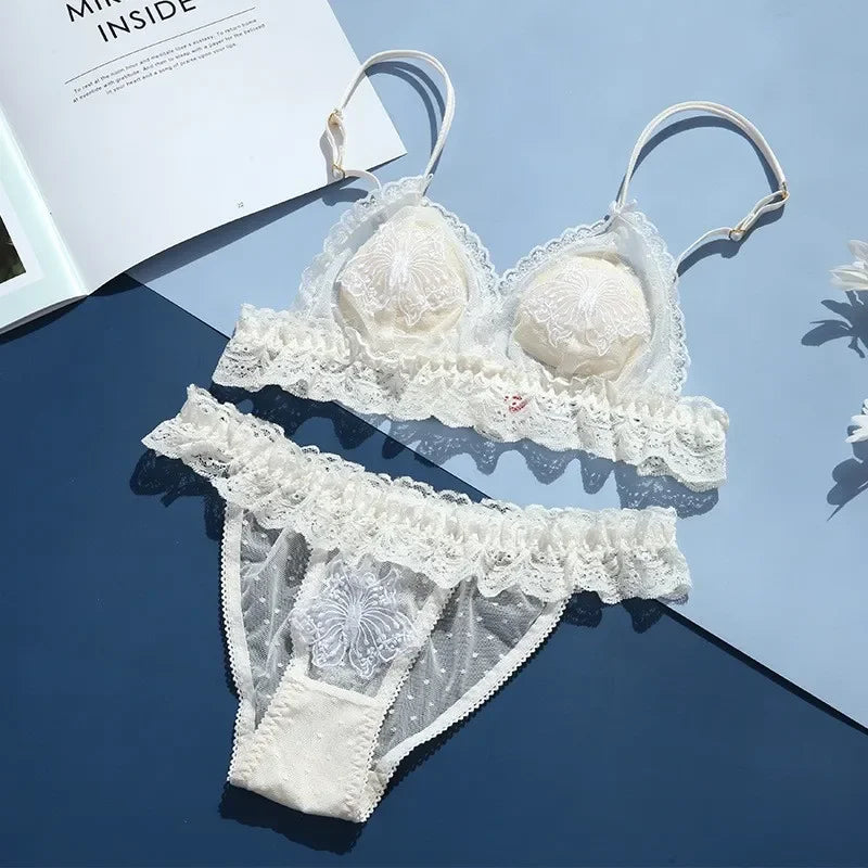 2 Pieces French Ultra Thin Sexy Bra Set