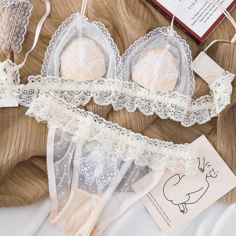 2 Pieces French Ultra Thin Sexy Bra Set