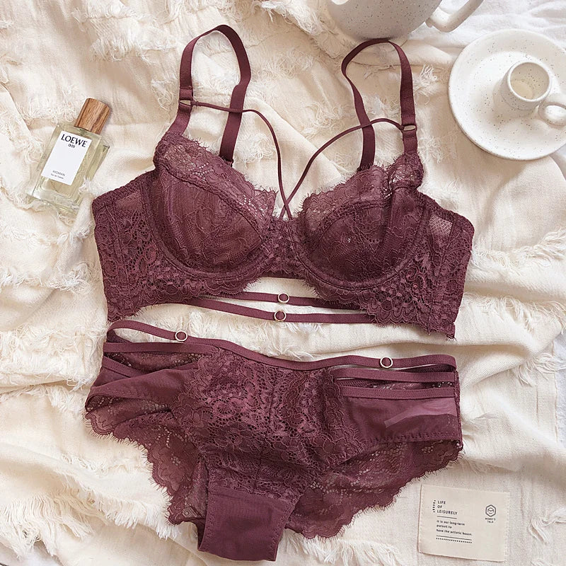 2 Pieces Sexy Hollow Push Up Bra Set