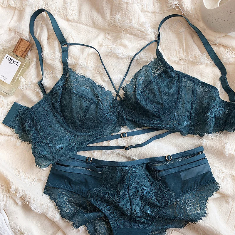 2 Pieces Sexy Hollow Push Up Bra Set