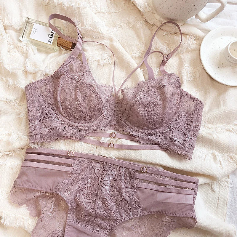 2 Pieces Sexy Hollow Push Up Bra Set