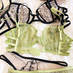 2 Pieces Sexy Lace Embroidery Bra Set