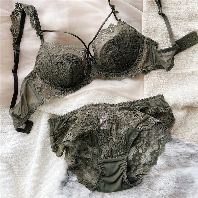 2 Pieces Sexy Lace Push Up Bra Set