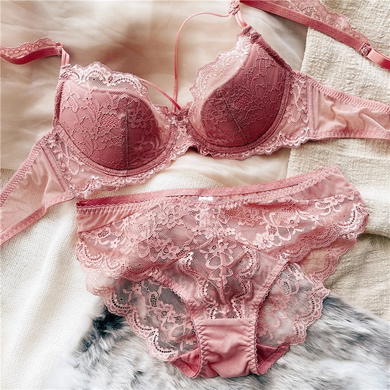 2 Pieces Sexy Lace Push Up Bra Set