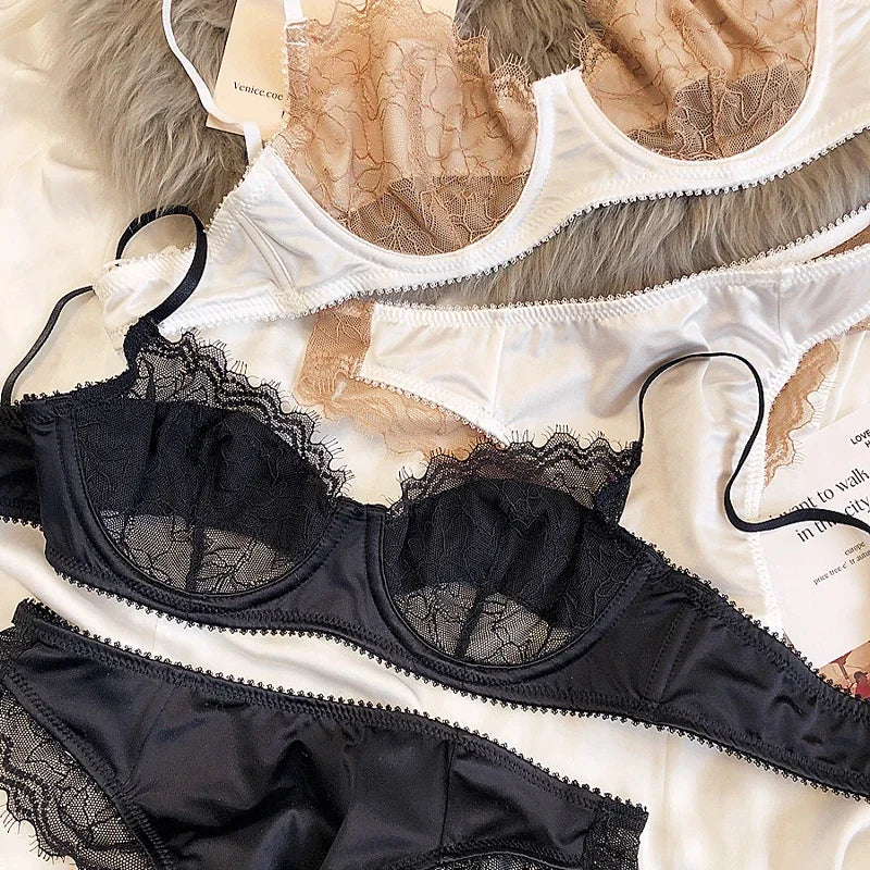 2 Pieces Sexy Ultra Thin Lace Bra Set