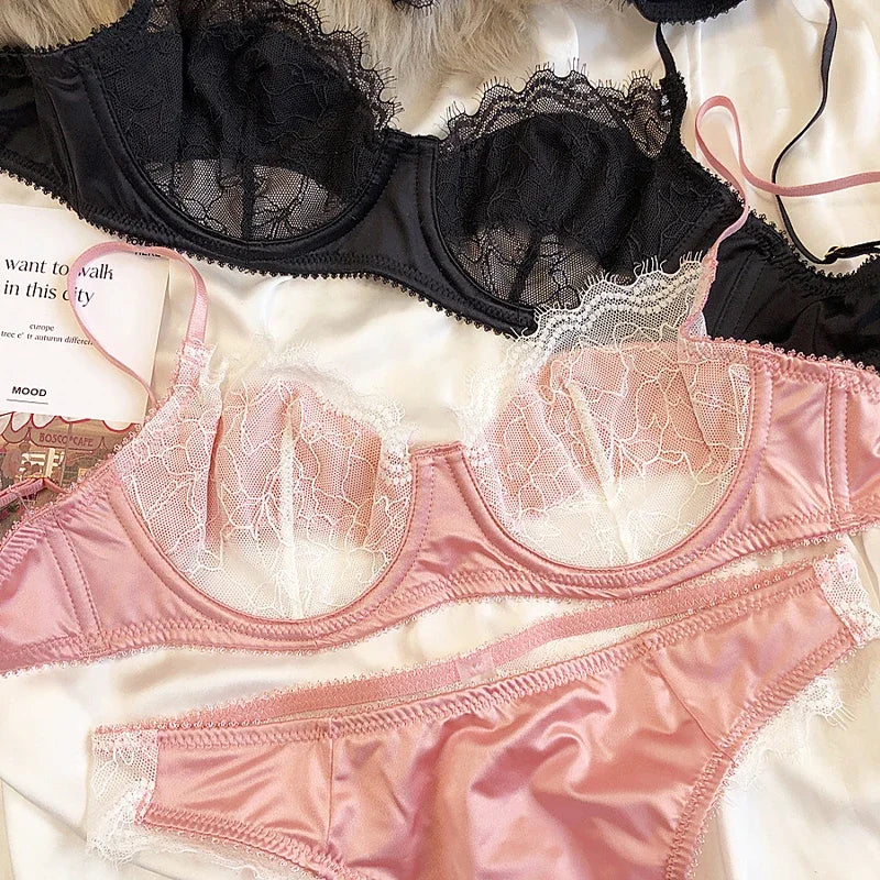 2 Pieces Sexy Ultra Thin Lace Bra Set