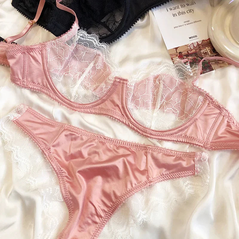 2 Pieces Sexy Ultra Thin Lace Bra Set