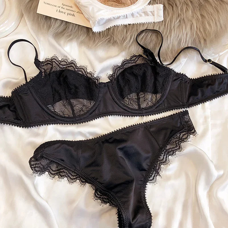 2 Pieces Sexy Ultra Thin Lace Bra Set