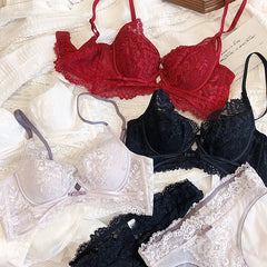2 Pieces Thin Cup Bra Sexy Lace Hollow Underwear
