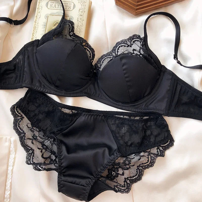 2 Pieces Women Satin Underwear
