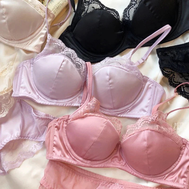 2 Pieces Women Satin Underwear