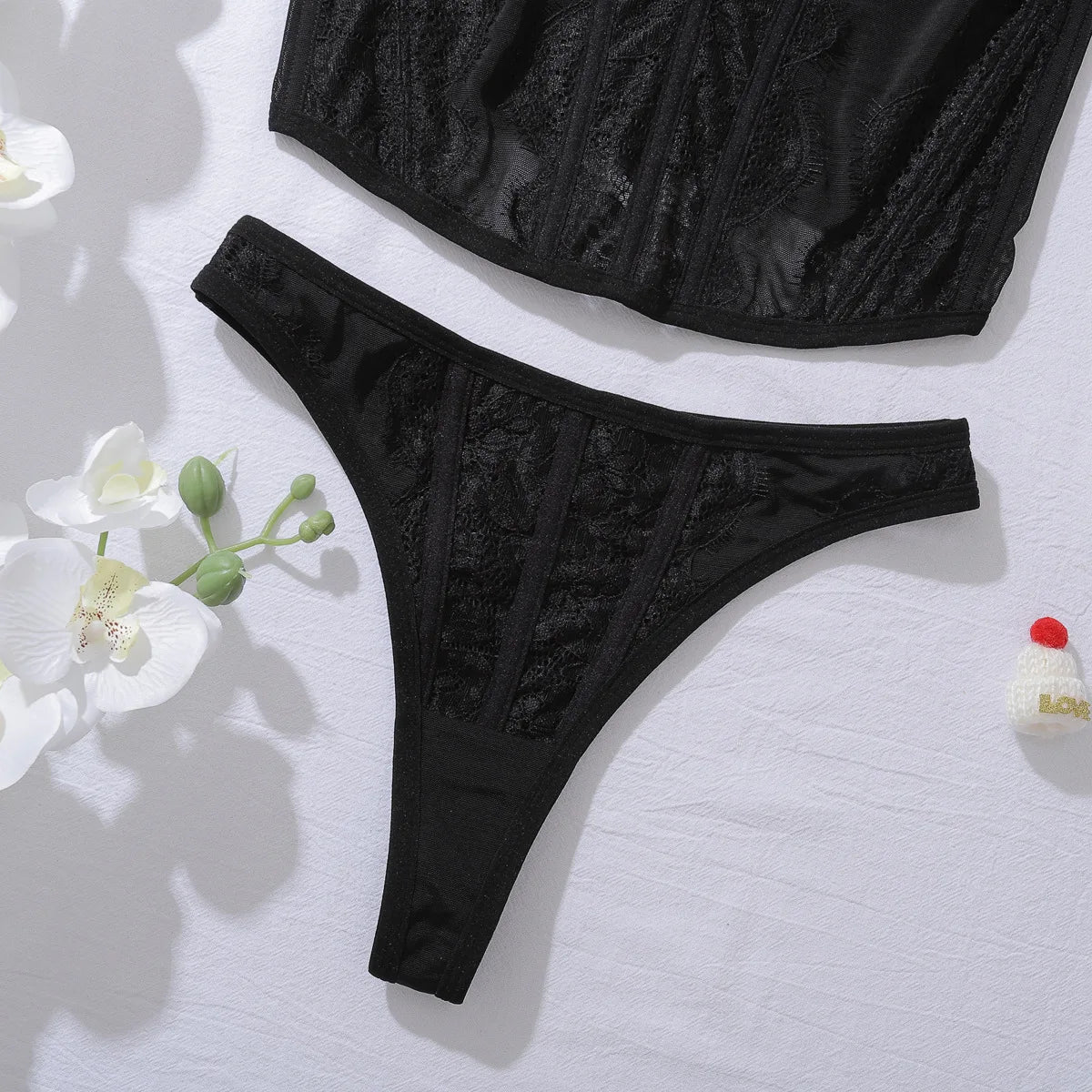 2 pcs Sexy Lace Bustiers Set