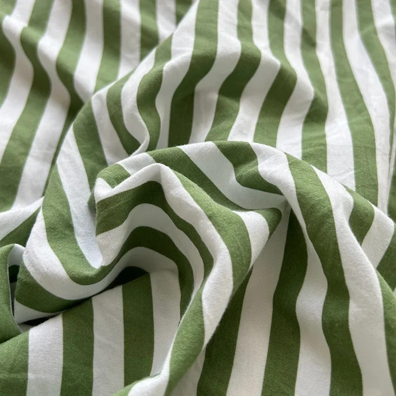Green White Striped Bedding Set No Filler Ins Nordic Duvet Cover with Zipper Pillowcase Bed Sheet Double Queen Bed Linens
