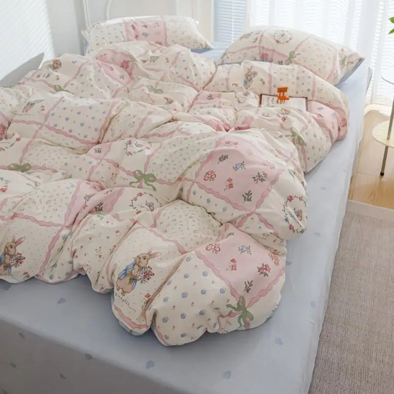 Green Floral Bedding Set Ins Twin Full Queen Size Duvet Cover No Filler Flat Sheet Pillowcase Girl Home Totel Bed Linens
