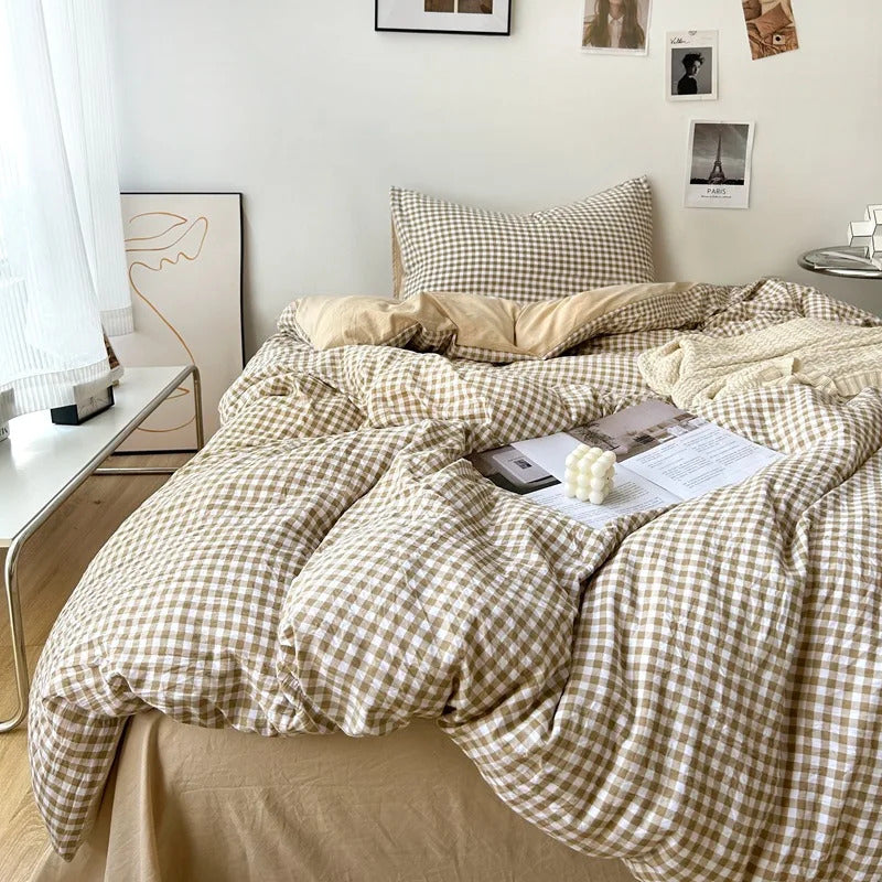 Green White Striped Bedding Set No Filler Ins Nordic Duvet Cover with Zipper Pillowcase Bed Sheet Double Queen Bed Linens