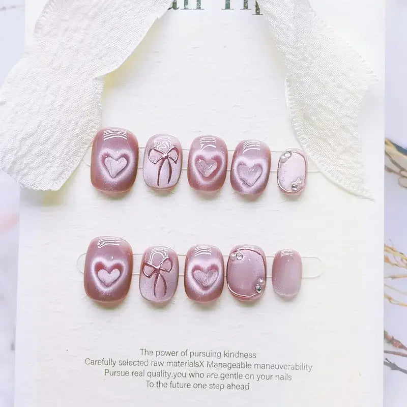 10pcs Festive Red Oval Short Press-On Nails with Cute Tomato Design Glossy Finish Holiday Nail Art Set