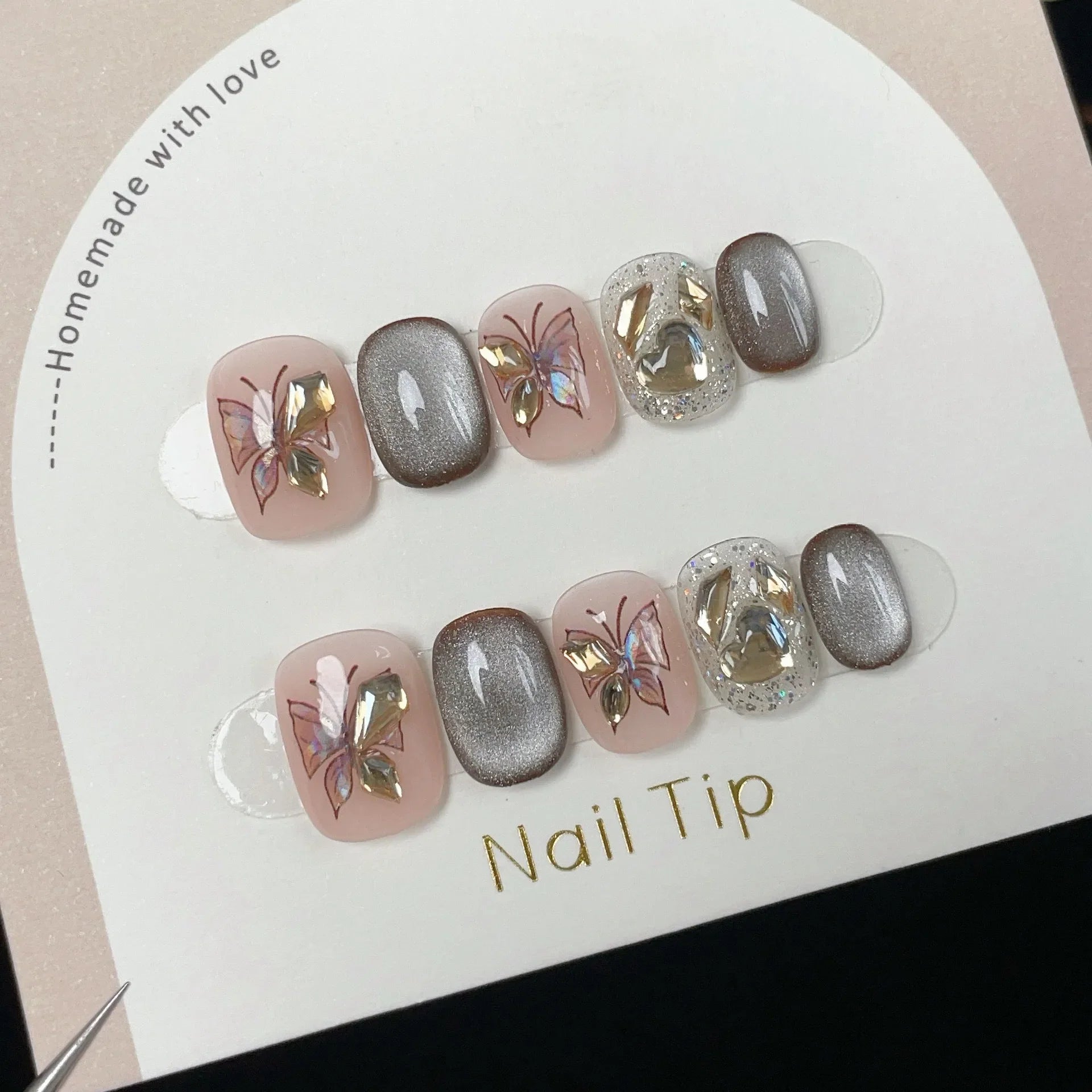 10pcs Festive Red Oval Short Press-On Nails with Cute Tomato Design Glossy Finish Holiday Nail Art Set
