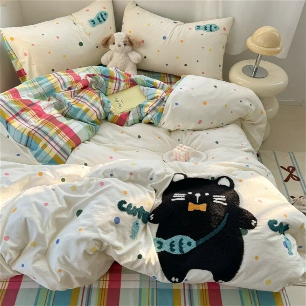 Cartoon German Cat Towel Embroidery Sanded