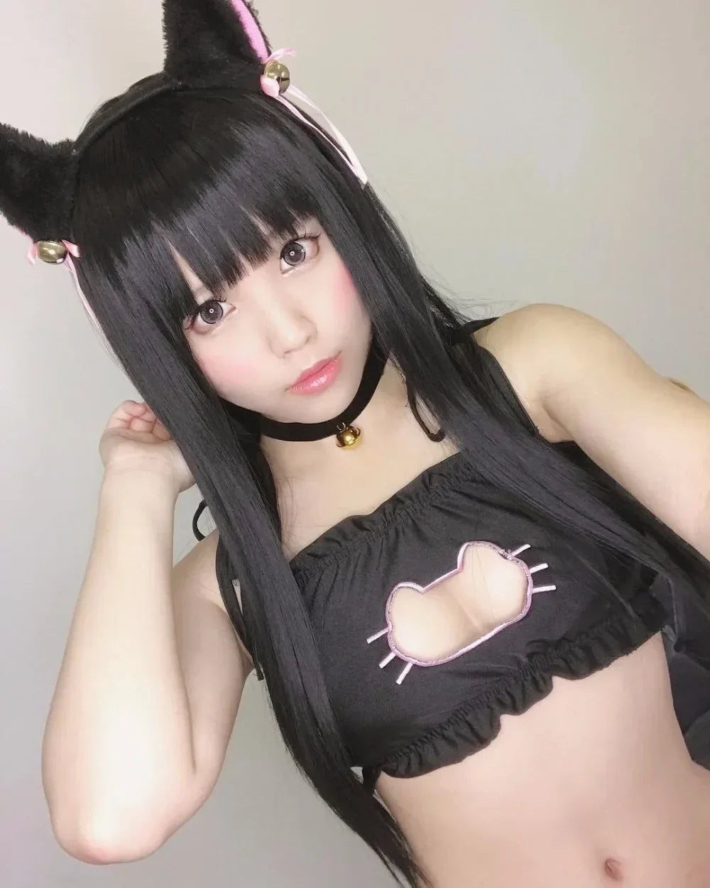 Anime Cartoon Cute Lolita Cat Girls Uniform Bra Brief Nad Neck Ring Set