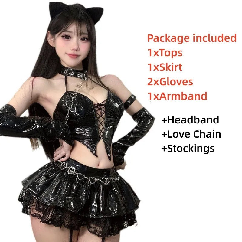 Anime Devil's City Queen Misa Unifrom Costume Cosplay Punk Cyber PU Leather Outfits Costumes Women Halloween Cosplay