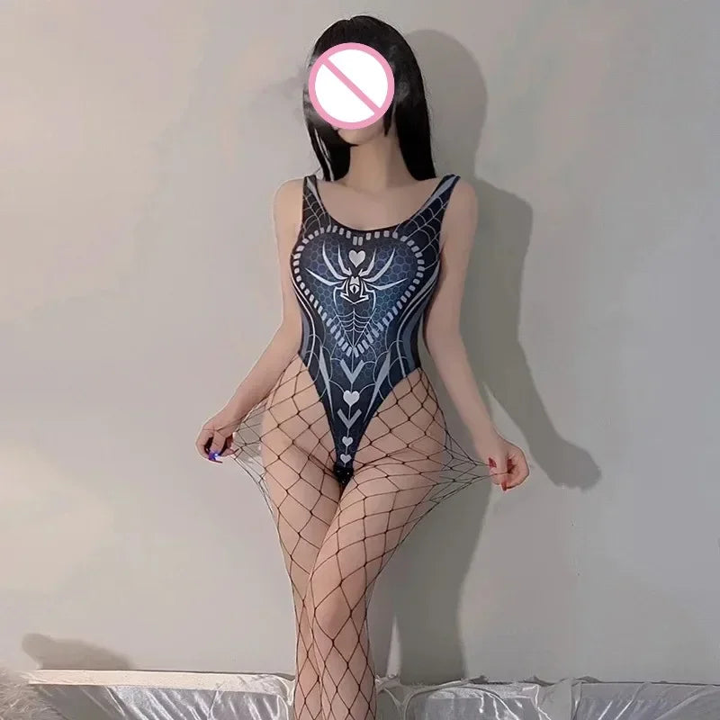 Anime She Venom Costume Crotchless Bodysuit Spider