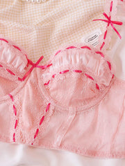 Ballet girls / pink bras lace thin Underwear