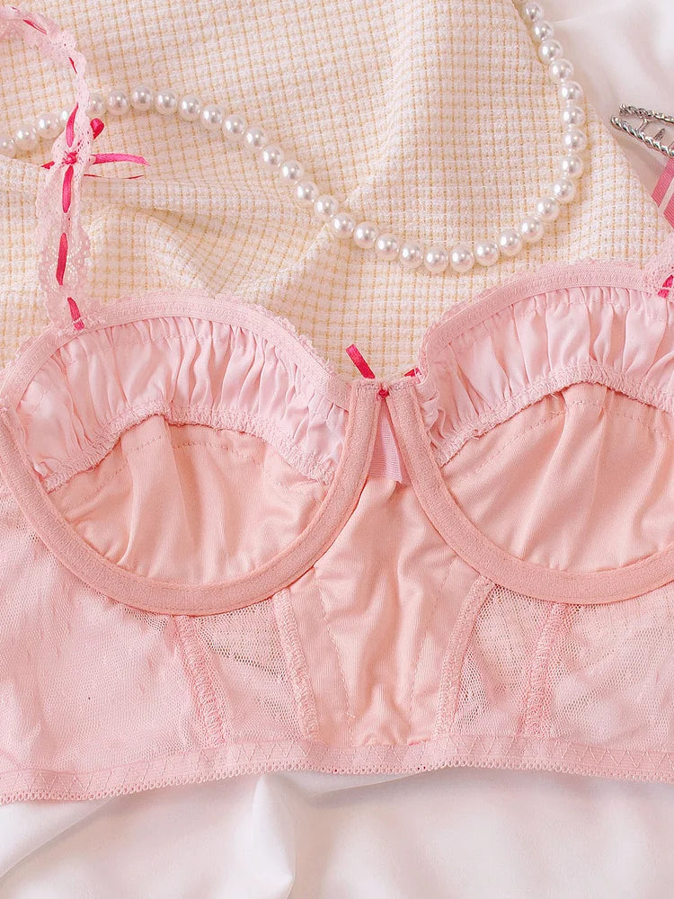 Ballet girls / pink bras lace thin Underwear