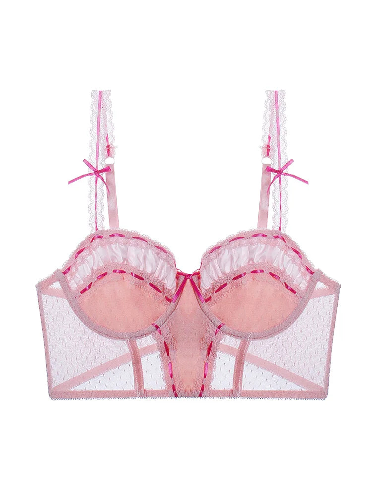 Ballet girls / pink bras lace thin Underwear