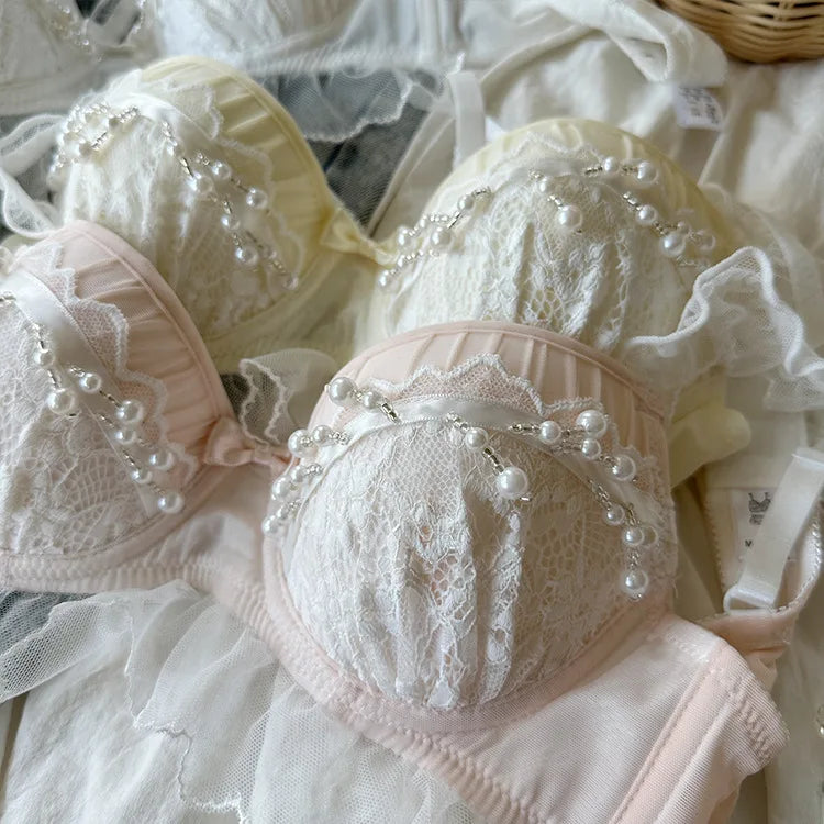 Beaded lingerie briefs comfortable lace without steel ring lifting up the support of light Underwear