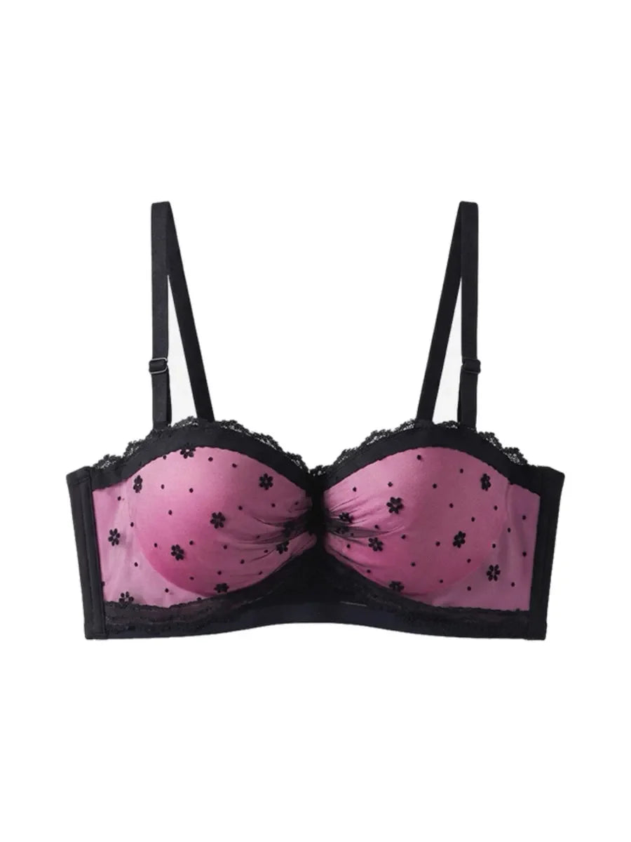 Black Embroidered Lace Bra
