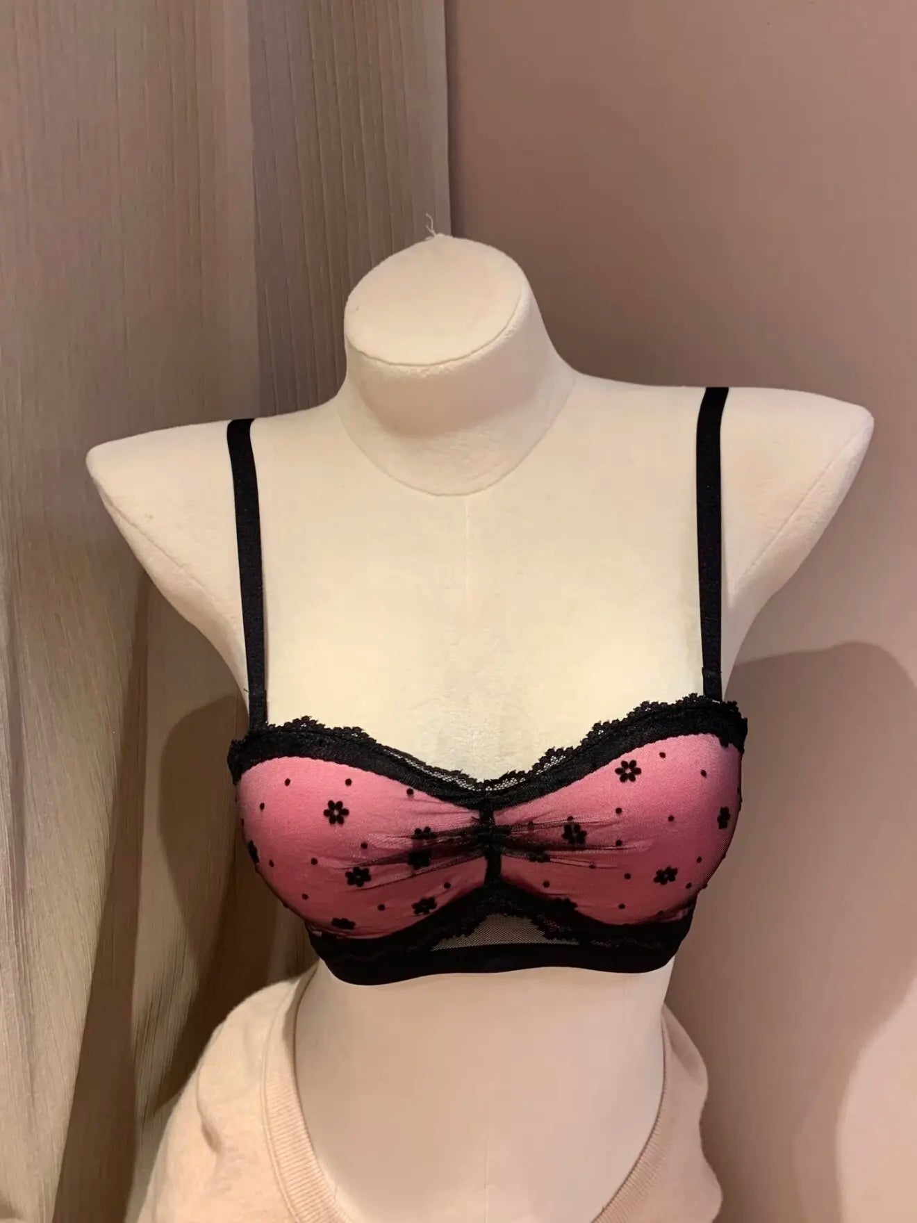 Black Embroidered Lace Bra