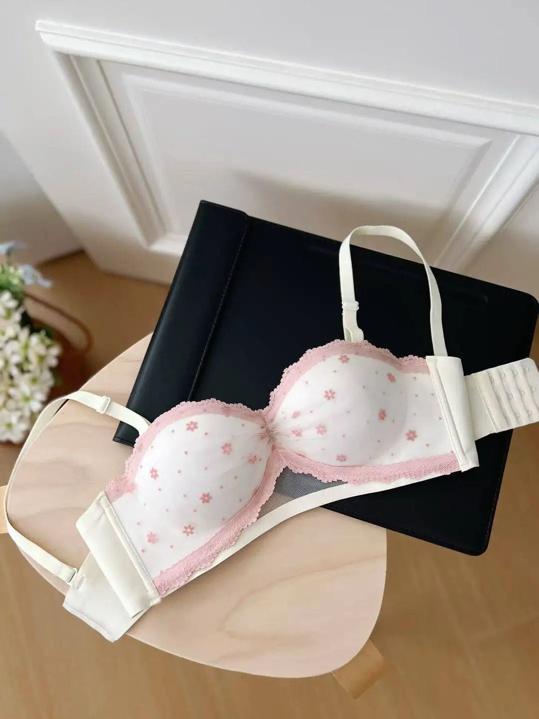 Black Embroidered Lace Bra