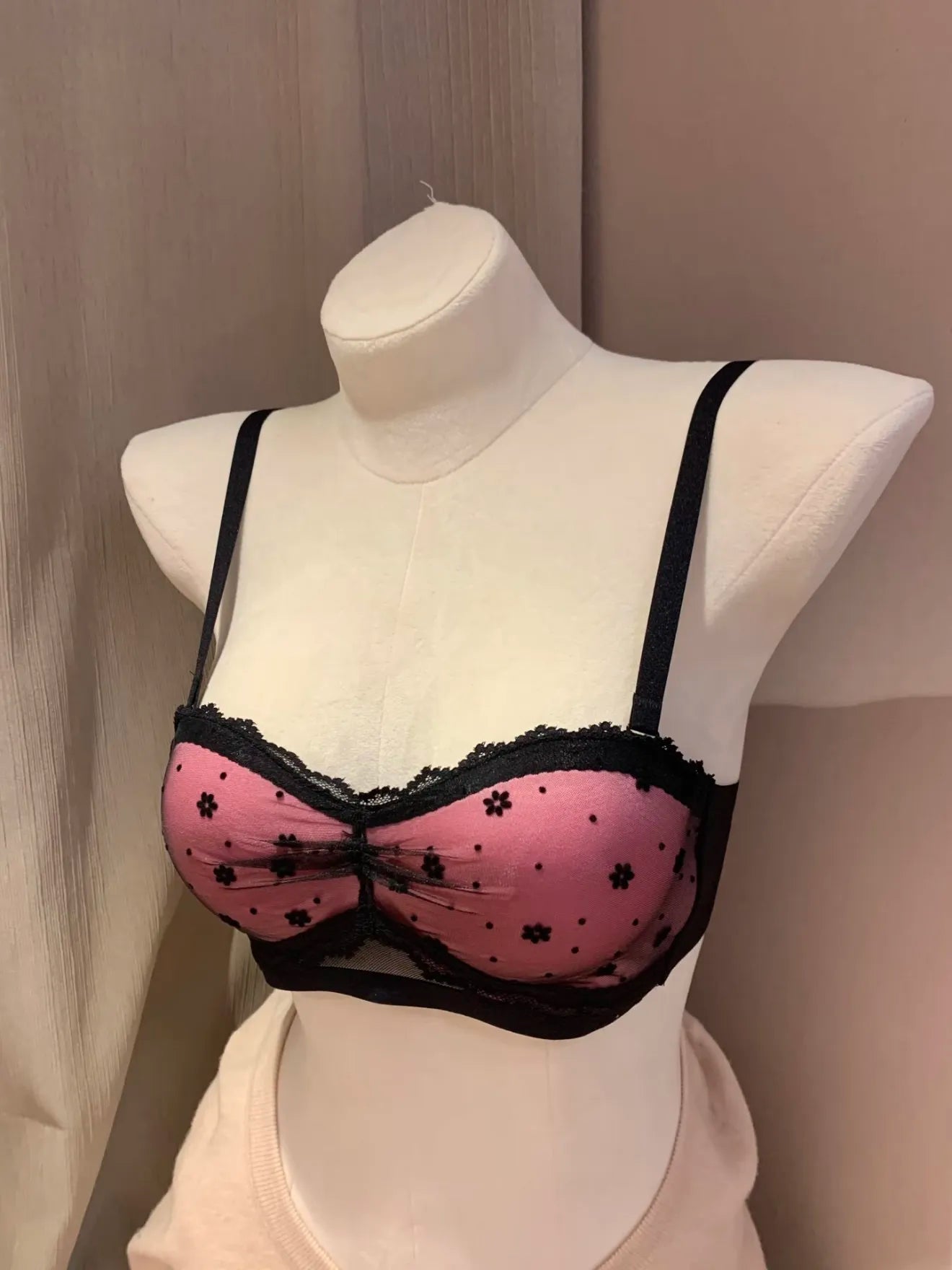 Black Embroidered Lace Bra